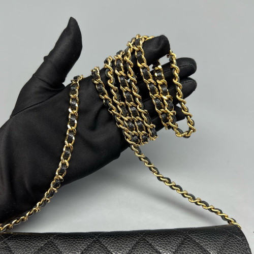 Chanel Quilted Wallet On Chain Calfskin Black