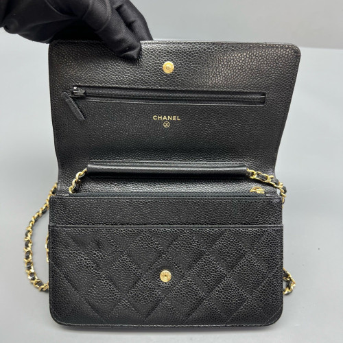 Chanel Quilted Wallet On Chain Calfskin Black