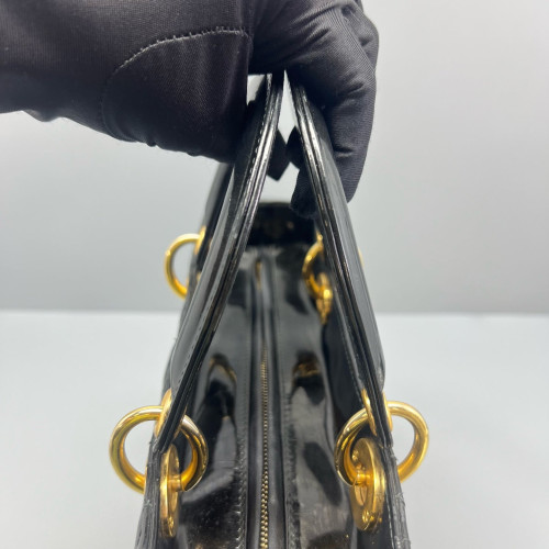 Dior Large Lady Dior Patent Calfskin Black