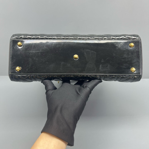 Dior Large Lady Dior Patent Calfskin Black
