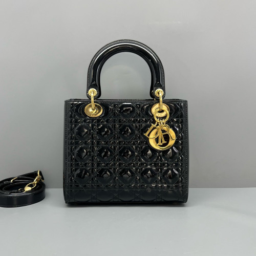 Dior Medium Lady Dior Patent Calfskin Black Dior Medium Lady Dior Patent Calfskin Black