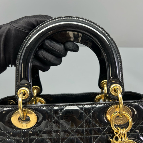 Dior Medium Lady Dior Patent Calfskin Black Dior Medium Lady Dior Patent Calfskin Black