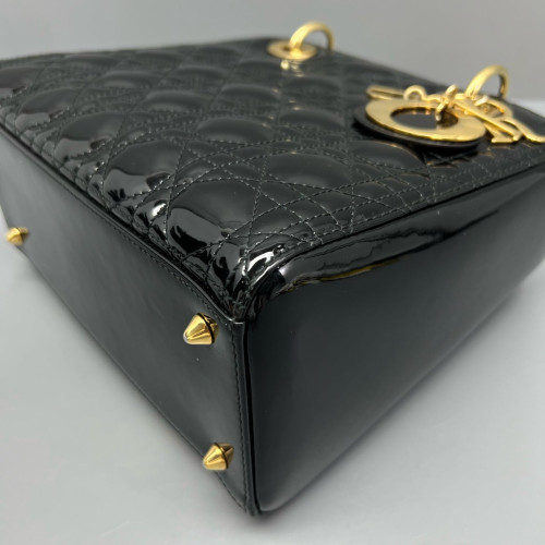 Dior Medium Lady Dior Patent Calfskin Black Dior Medium Lady Dior Patent Calfskin Black