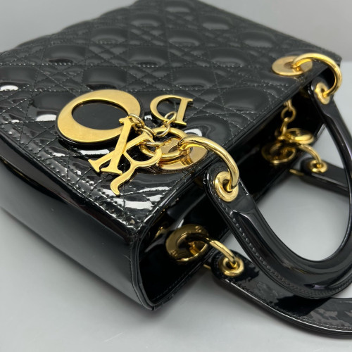 Dior Medium Lady Dior Patent Calfskin Black Dior Medium Lady Dior Patent Calfskin Black