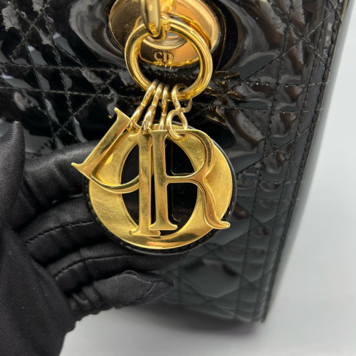 Dior Medium Lady Dior Patent Calfskin Black Dior Medium Lady Dior Patent Calfskin Black