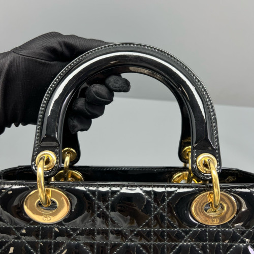 Dior Medium Lady Dior Patent Calfskin Black Dior Medium Lady Dior Patent Calfskin Black