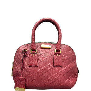 Burberry Small Orchard Bowling Bag Grained Calfskin Brick Red