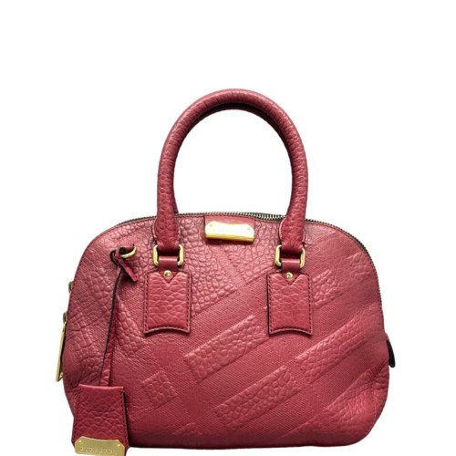 Burberry Small Orchard Bowling Bag Grained Calfskin Brick Red