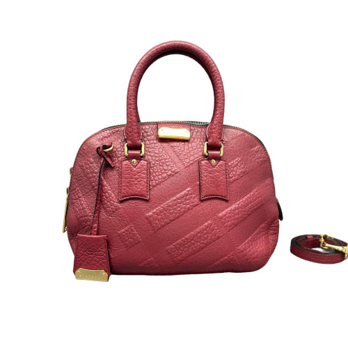 Burberry Small Orchard Bowling Bag Grained Calfskin Brick Red