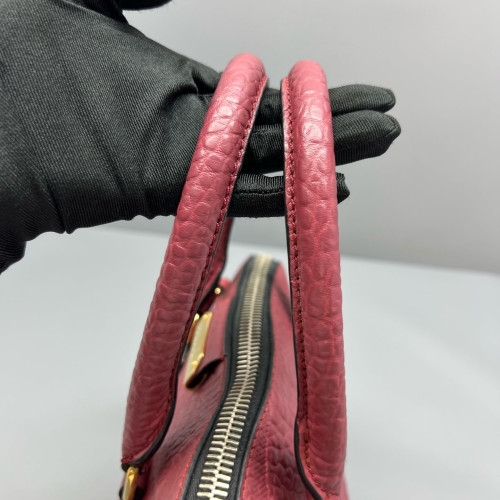 Burberry Small Orchard Bowling Bag Grained Calfskin Brick Red