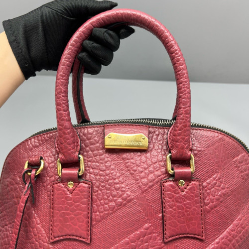 Burberry Small Orchard Bowling Bag Grained Calfskin Brick Red