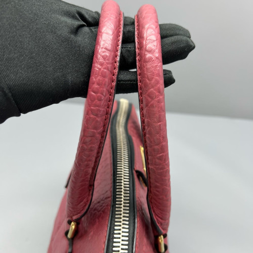 Burberry Small Orchard Bowling Bag Grained Calfskin Brick Red