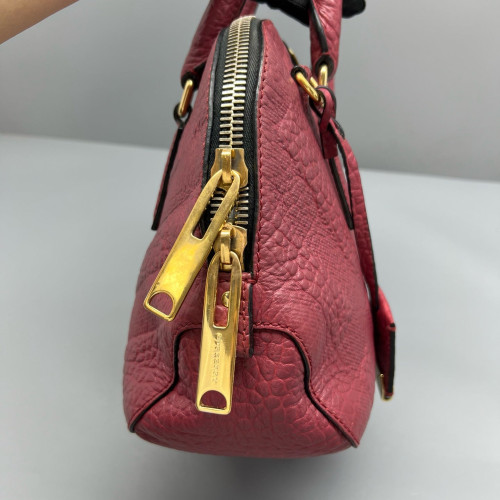 Burberry Small Orchard Bowling Bag Grained Calfskin Brick Red