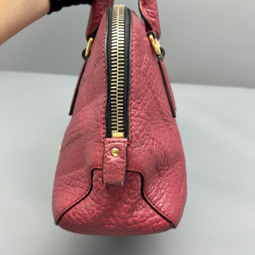 Burberry Small Orchard Bowling Bag Grained Calfskin Brick Red