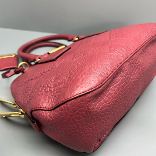 Burberry Small Orchard Bowling Bag Grained Calfskin Brick Red