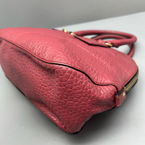 Burberry Small Orchard Bowling Bag Grained Calfskin Brick Red