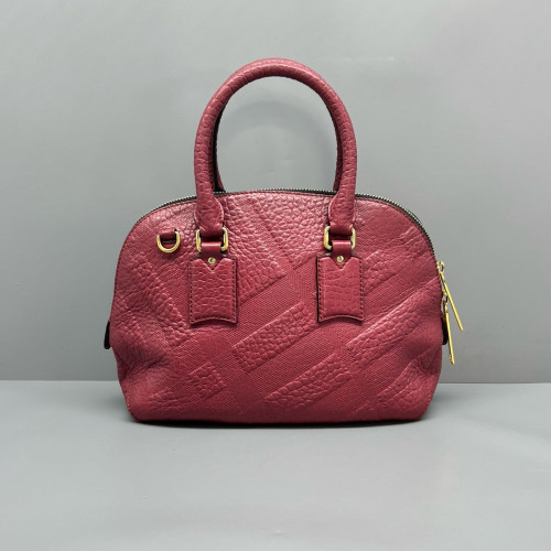 Burberry Small Orchard Bowling Bag Grained Calfskin Brick Red