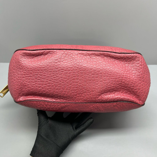 Burberry Small Orchard Bowling Bag Grained Calfskin Brick Red