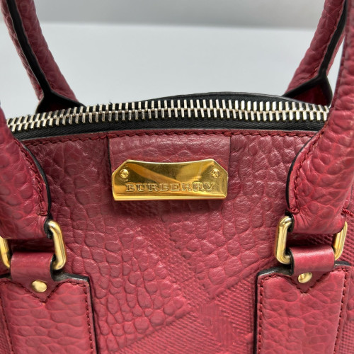 Burberry Small Orchard Bowling Bag Grained Calfskin Brick Red