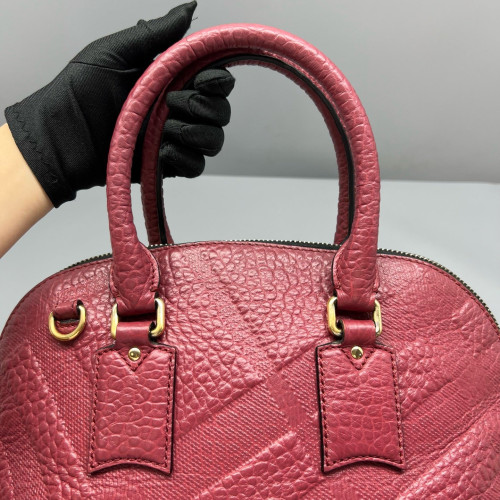 Burberry Small Orchard Bowling Bag Grained Calfskin Brick Red