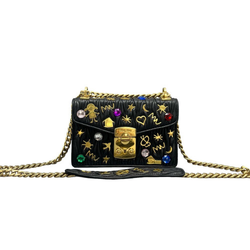 Miu Miu Crossbody Bag Crumpled Lambskin Black Miu Miu Crossbody Bag Crumpled Lambskin Black