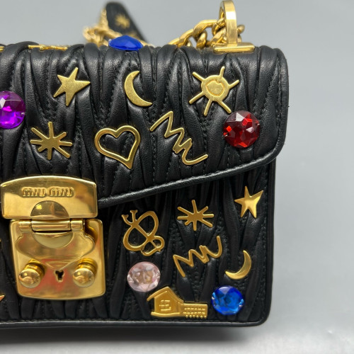 Miu Miu Crossbody Bag Crumpled Lambskin Black Miu Miu Crossbody Bag Crumpled Lambskin Black