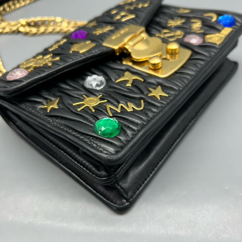 Miu Miu Crossbody Bag Crumpled Lambskin Black Miu Miu Crossbody Bag Crumpled Lambskin Black