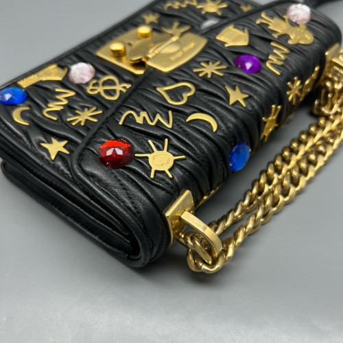 Miu Miu Crossbody Bag Crumpled Lambskin Black Miu Miu Crossbody Bag Crumpled Lambskin Black
