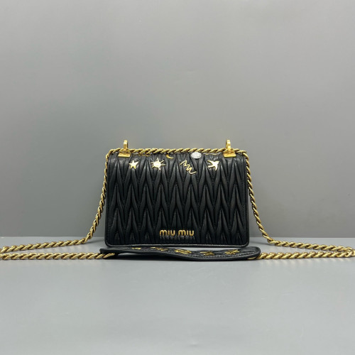 Miu Miu Crossbody Bag Crumpled Lambskin Black Miu Miu Crossbody Bag Crumpled Lambskin Black