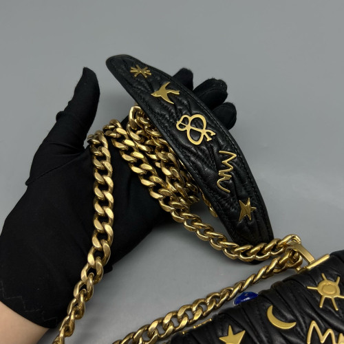 Miu Miu Crossbody Bag Crumpled Lambskin Black Miu Miu Crossbody Bag Crumpled Lambskin Black