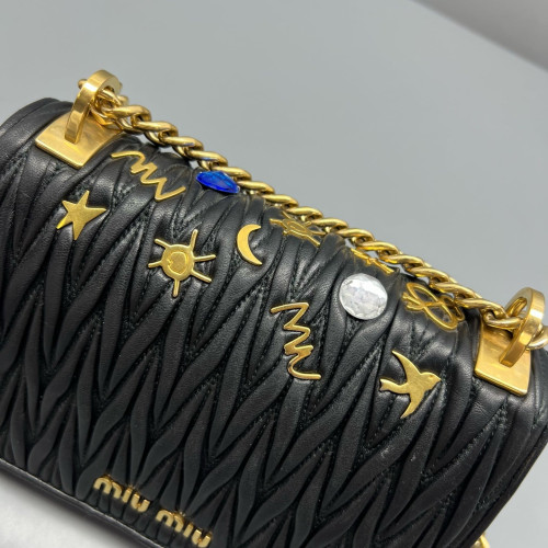 Miu Miu Crossbody Bag Crumpled Lambskin Black Miu Miu Crossbody Bag Crumpled Lambskin Black