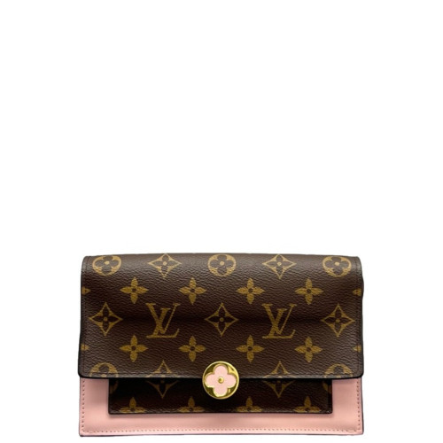 Louis Vuitton Flore Chain Wallet Monogram Brown Pink