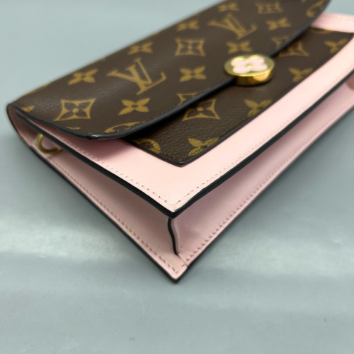 Louis Vuitton Flore Chain Wallet Monogram Brown Pink