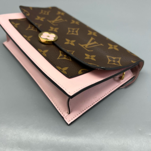 Louis Vuitton Flore Chain Wallet Monogram Brown Pink