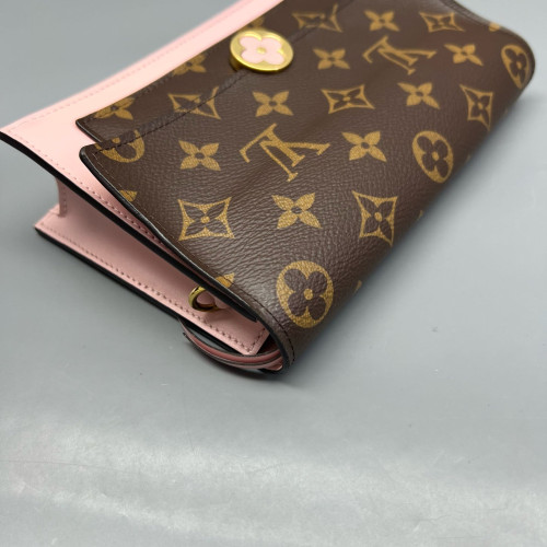 Louis Vuitton Flore Chain Wallet Monogram Brown Pink