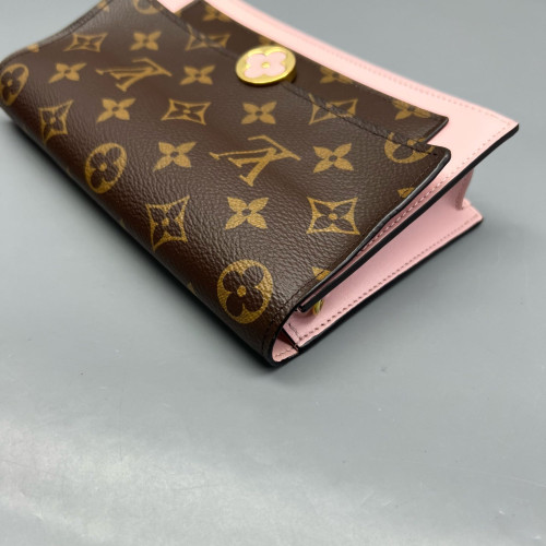 Louis Vuitton Flore Chain Wallet Monogram Brown Pink