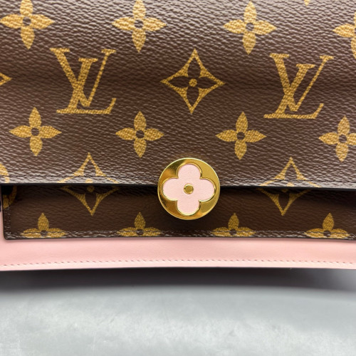 Louis Vuitton Flore Chain Wallet Monogram Brown Pink