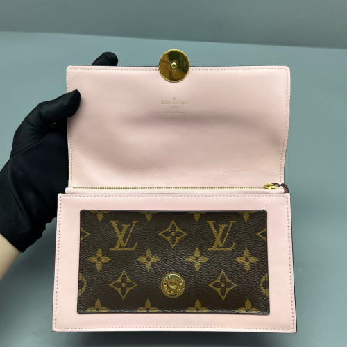Louis Vuitton Flore Chain Wallet Monogram Brown Pink