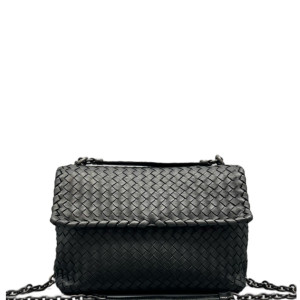 Bottega Veneta Large Olimpia Shoulder Bag Calfskin Intrecciato Black