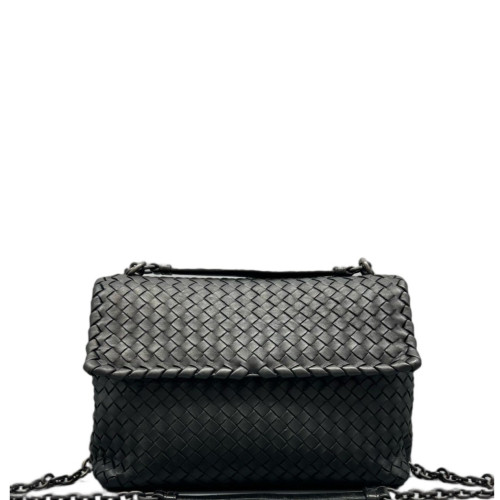 Bottega Veneta Large Olimpia Shoulder Bag Calfskin Intrecciato Black