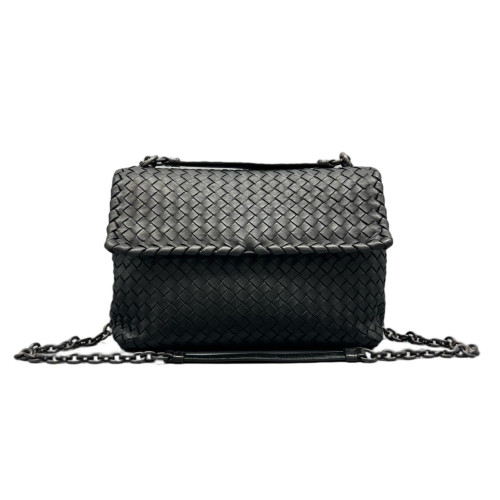 Bottega Veneta Large Olimpia Shoulder Bag Calfskin Intrecciato Black