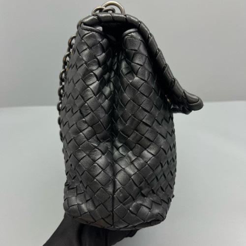 Bottega Veneta Large Olimpia Shoulder Bag Calfskin Intrecciato Black