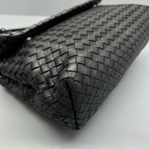 Bottega Veneta Large Olimpia Shoulder Bag Calfskin Intrecciato Black