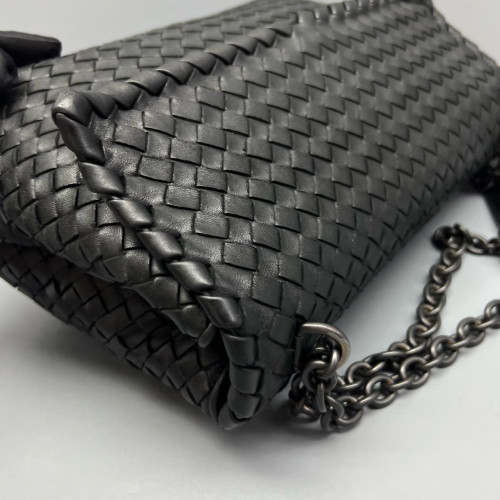 Bottega Veneta Large Olimpia Shoulder Bag Calfskin Intrecciato Black