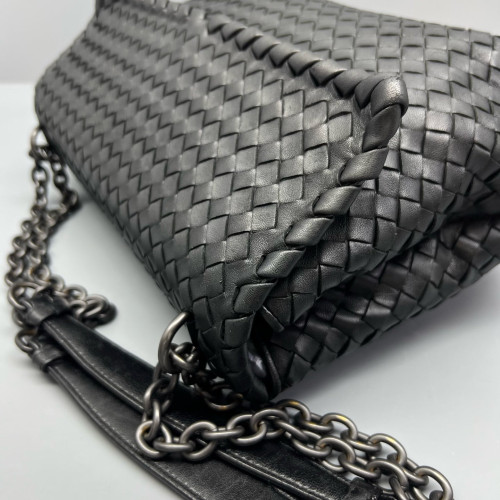 Bottega Veneta Large Olimpia Shoulder Bag Calfskin Intrecciato Black