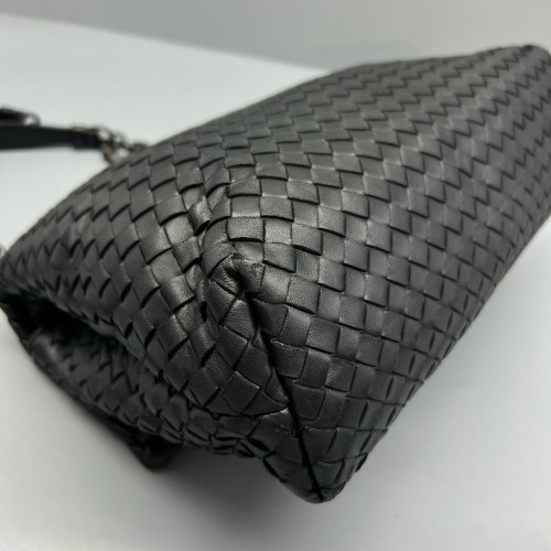 Bottega Veneta Large Olimpia Shoulder Bag Calfskin Intrecciato Black