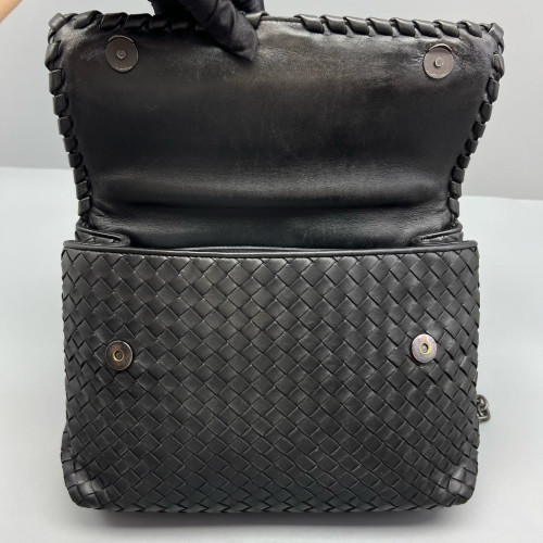 Bottega Veneta Large Olimpia Shoulder Bag Calfskin Intrecciato Black