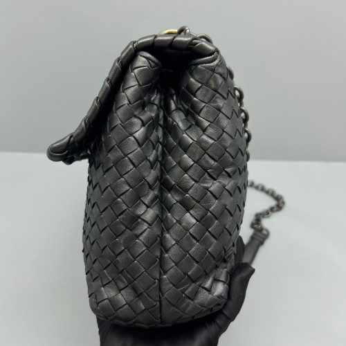 Bottega Veneta Large Olimpia Shoulder Bag Calfskin Intrecciato Black
