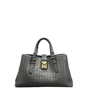 Bottega Veneta Medium Roma Tote Bag Calfskin Intrecciato Grey