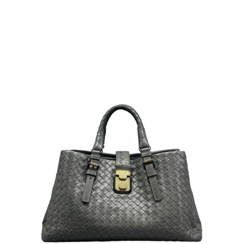 Bottega Veneta Medium Roma Tote Bag Calfskin Intrecciato Grey Bottega Veneta Medium Roma Tote Bag Calfskin Intrecciato Grey